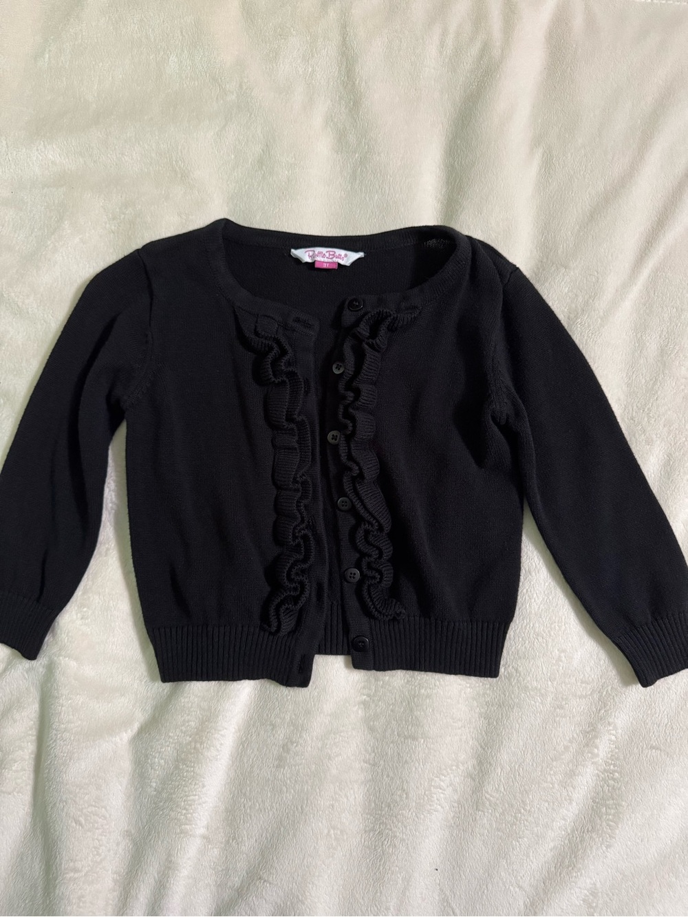 Ruffle Butts Black Ruffle Front Cardigan